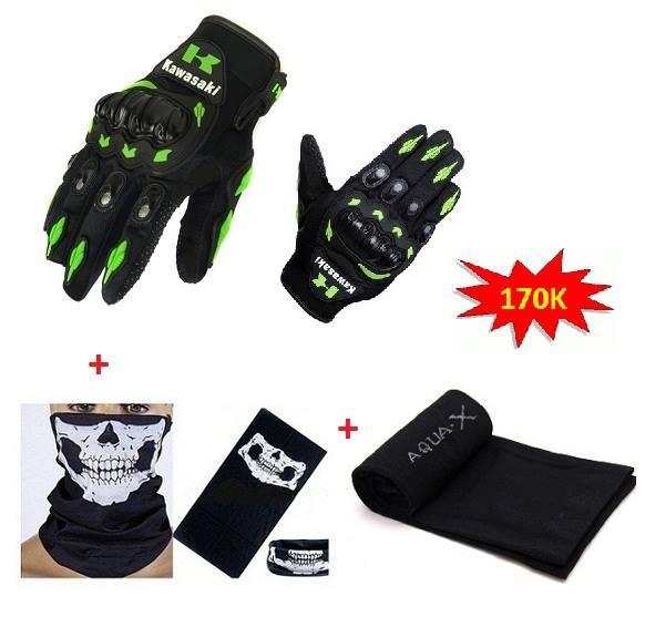 Combo gang tay kawasaki ,khăn đa năng,ống tay full ngón