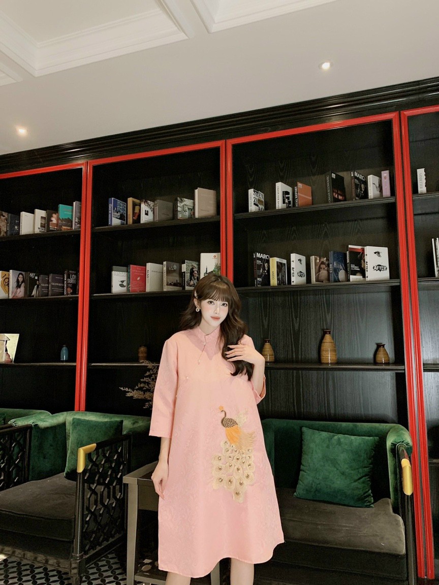 Váy bầu thiết kế cách tân cao cấp cho mẹ bầu diện tết - Đầm bầu dự tiệc công sở thiết kế