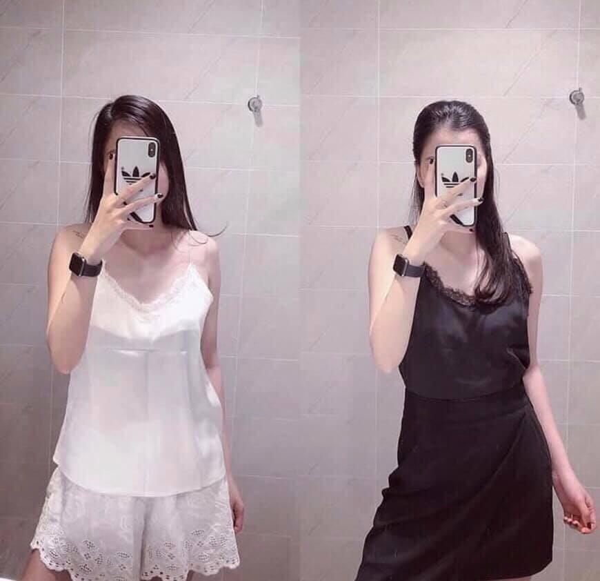 [HCM]ÁO 2 DÂY PHI LỤA VIỀN REN KIỂU DÁNG CỰC SANG CHẢNH m667