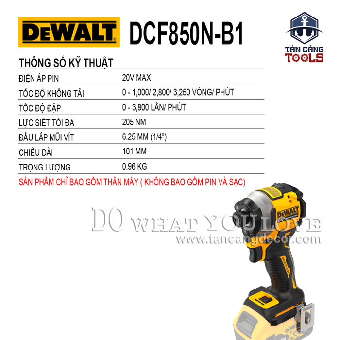 Máy Vặn Vít Dùng Pin DeWalt 20V DCF850N ( Thân Máy )