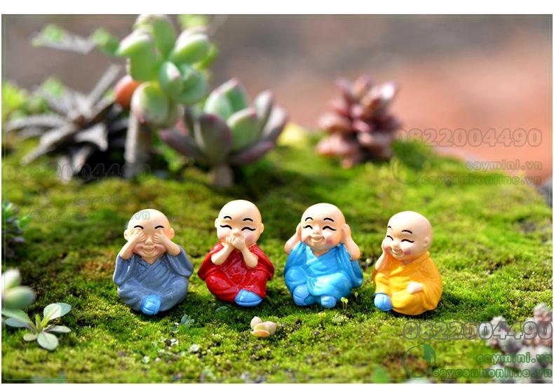 Tượng nhà sư vui vẻ - Đồ trang trí xe hơi ô tô trang trí tiểu cảnh terrarium tượng mini