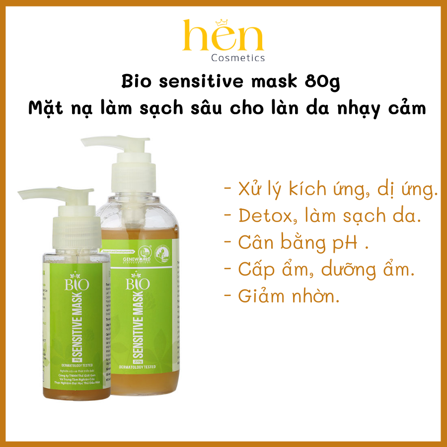 [HCM]BIO SENSITIVE MASK - MẶT NẠ THẢI ĐỘC ĐẶC BIỆT DÀNH CHO NHỮNG LÀN DA SIÊU NHẠY CẢM 80G [GENWORLD CHÍNH HÃNG]