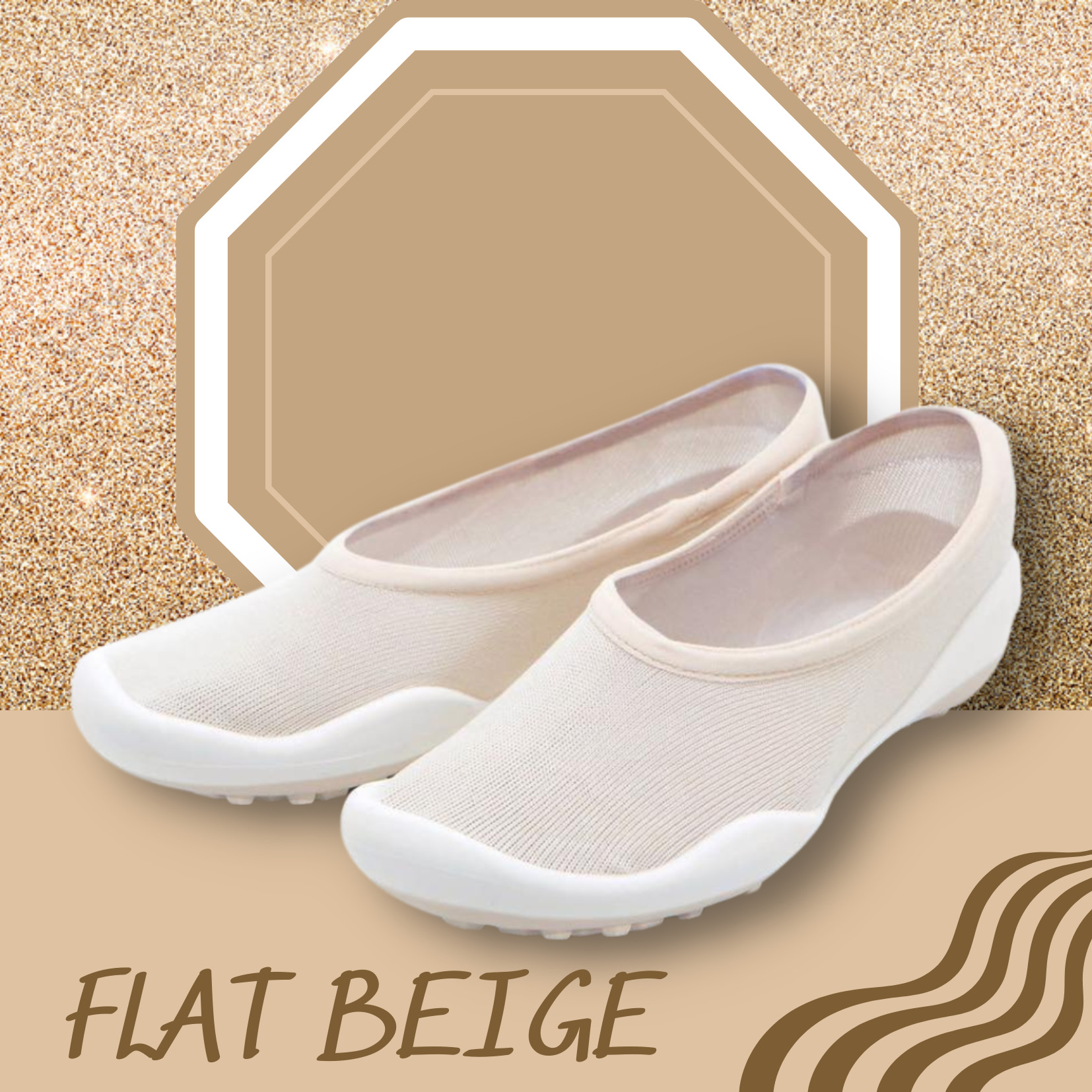 GIÀY BỎ TÚI KUMUELLO- FLAT BEIGE NGƯỜI LỚN