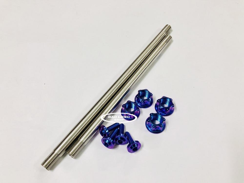 Cặp Cốt INOX 304 Full ốc Titan GR5 Gắn EXCITER 150 (màu Xanh Tím và Xanh Lục Bảo)