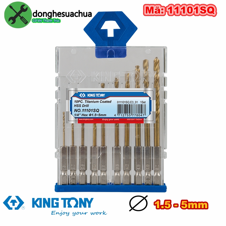 Bộ mũi khoan sắt đuôi lục giác Kingtony 11101SQ 10 mũi