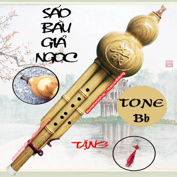 Sáo bầu giả ngọc nâu đen tone bb