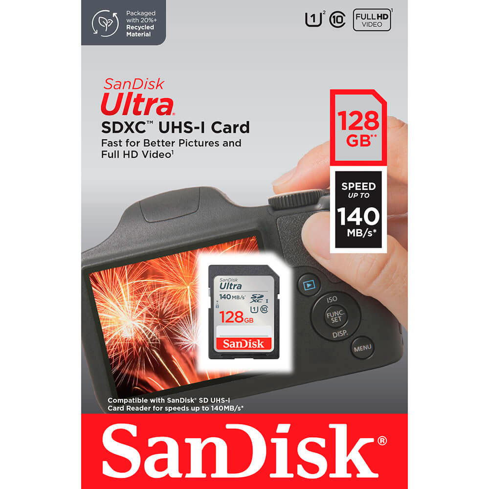 Thẻ nhớ Máy Ảnh SDXC SanDisk Ultra 128GB U1 140MB/s (Xám) Nhất Tín Computer