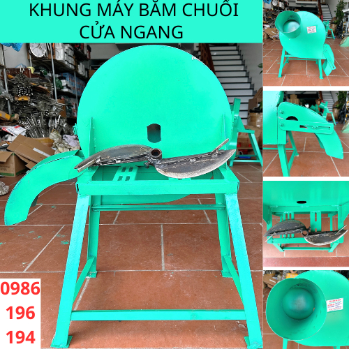 Khung máy " không motor " thái chuối cửa ngang đa năng băm rau bèo,thái cỏ voi mịn lắp cho máy 1.1kw và 1,5kw. tặng kèm lưỡi dao