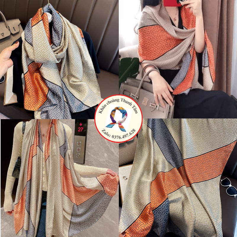 Khăn Choàng Lụa Dài- Khăn Lụa Satin Nữ Thời Trang Dáng Dài 90X180 Quàng Cổ Làm Áo