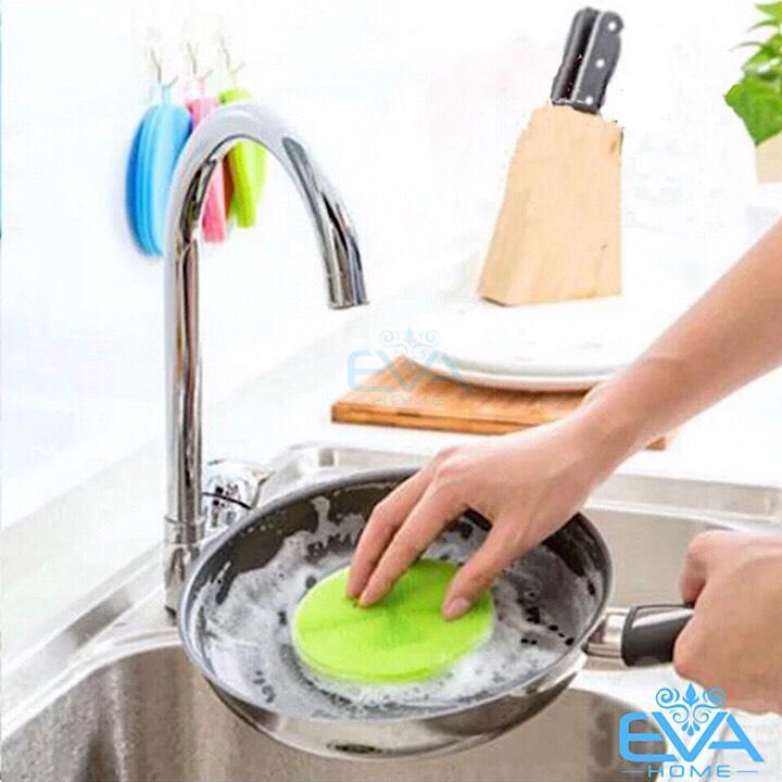 Combo 3 Miếng Rửa Chén Bát Silicon Có Quai Treo Tiện Lợi