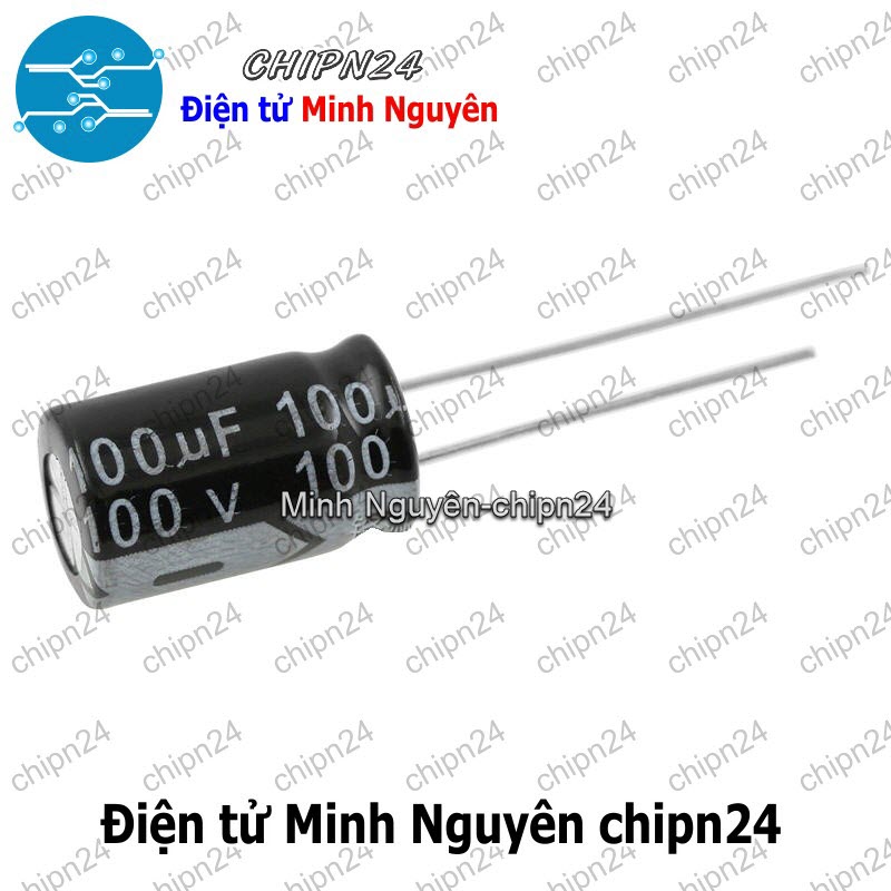 [10 con] (F253) Tụ hóa 100uF 100V Đen (10x17mm) - HH000929