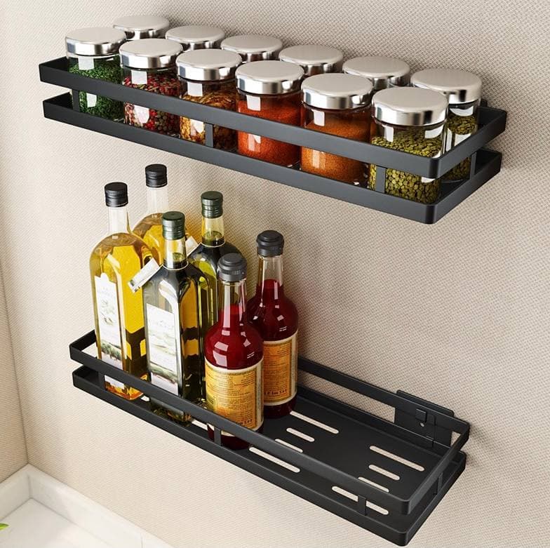(Nhập FAB21H giảm 10%) Kệ gia vị inox 304 dán tường hàng cao cấp, kệ đựng gia vị nhà bếp nhỏ gọn không cần khoan vít