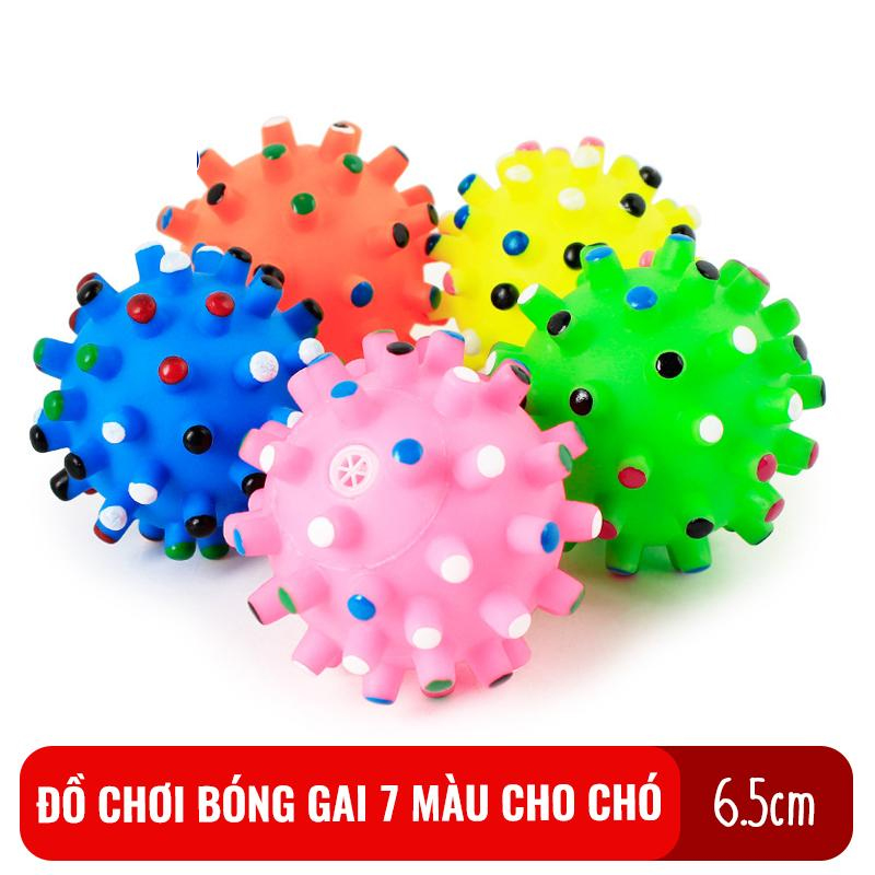 Đồ chơi cho chó mèo bóng gai 7 màu chút chít chất liệu cao su an toàn cho thú cưng
