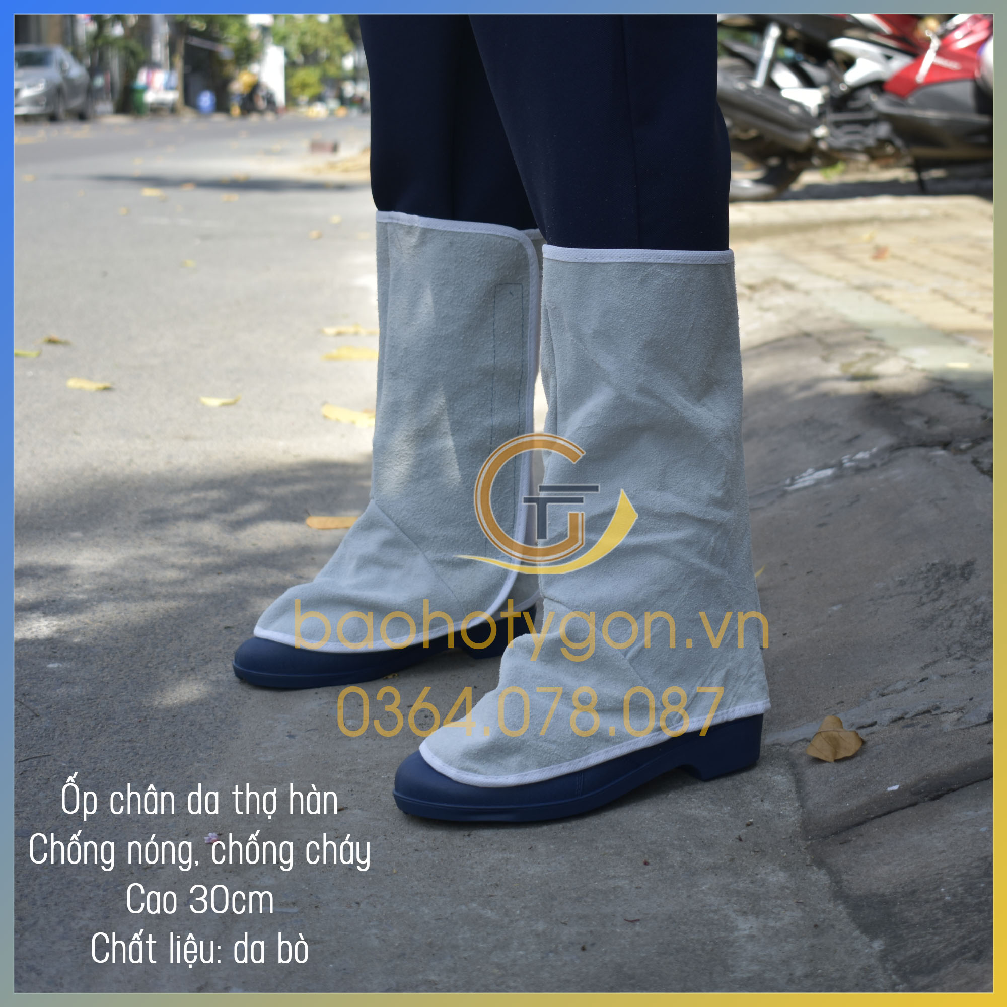 Ống chân da bò cho thợ hàn, chống nóng, chống cháy