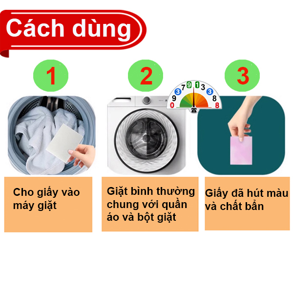 Giấy Giặt hút màu nhuộm Chống Lem Loang màu Quần áo Túi Lưới Giặt Quần Áo Phao Lọc Cặn Bẩn Máy Giặt