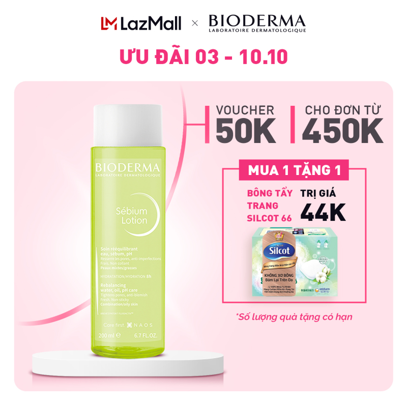 Dung dịch cân bằng da và bã nhờn cho da hỗn hợp và da dầu Bioderma Sebium Lotion - 200ml giá rẻ