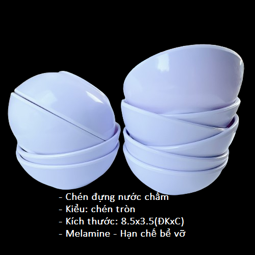 COMBO 10 Chén Nước Chấm Kiểu TRòn Trắng, Chén Muối Tiêu Nâu, Chén Chấm Sắc Màu