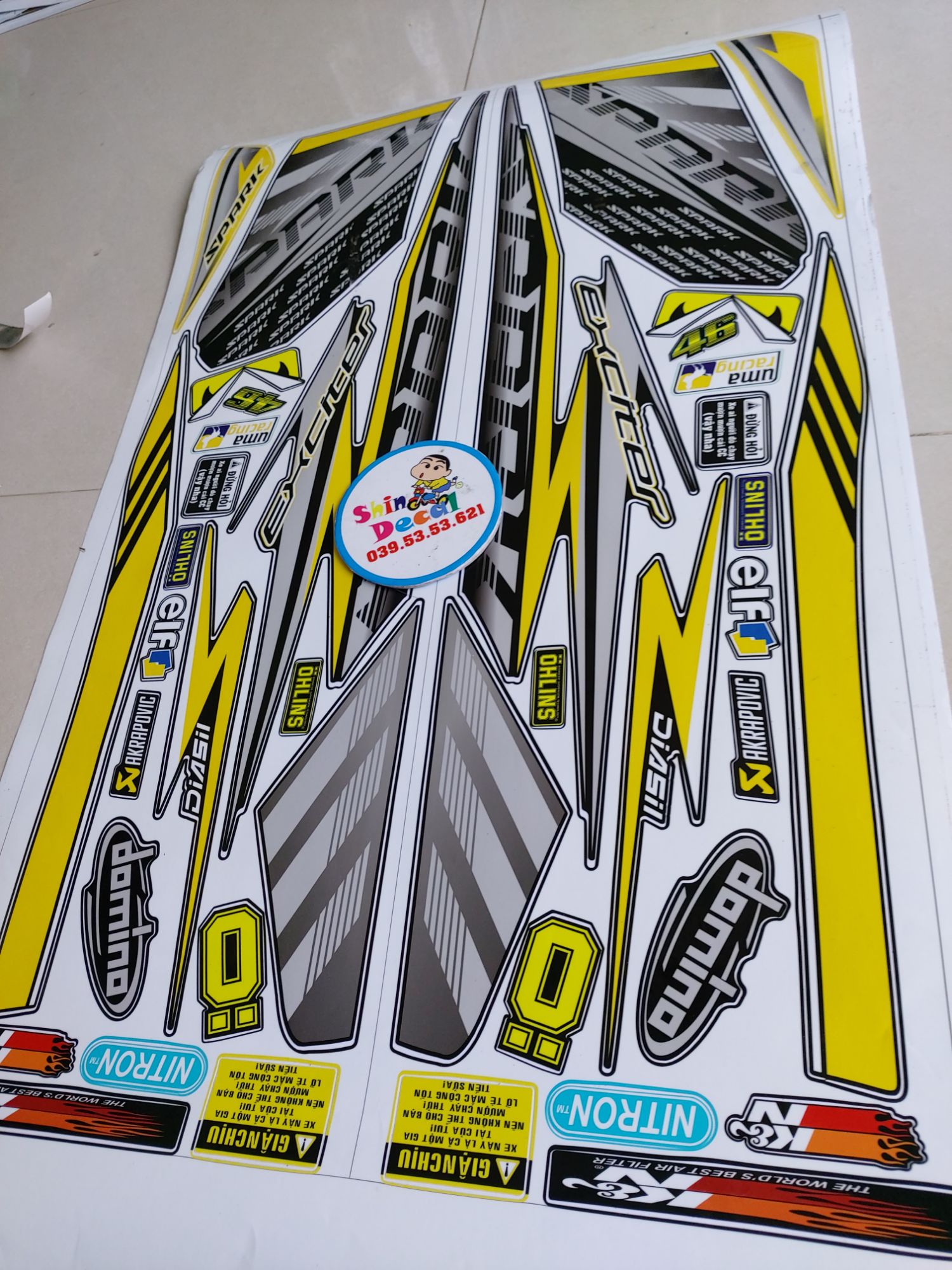 Tem exciter 2010 spark vàng đen