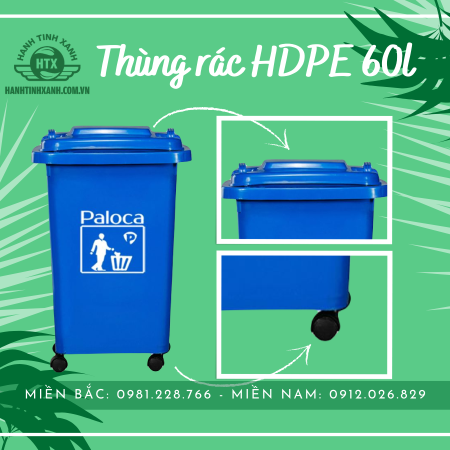Thùng rác nhựa HDPE 60 lít