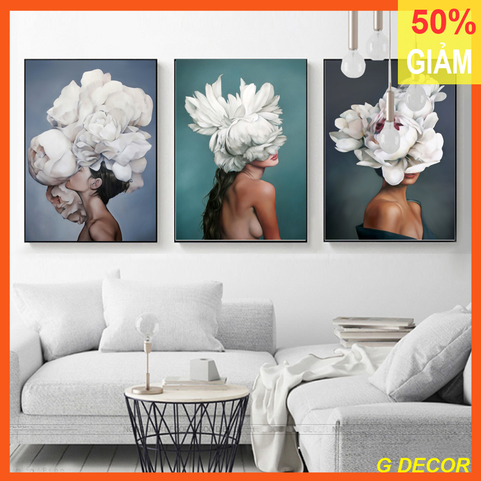 Tranh treo tường canvas khung gỗ 3 bức phong cách hiện đại Bắc Âu tranh trang trí quán cà phê, cafe, trà sữa, tea 304 (40X60CM)