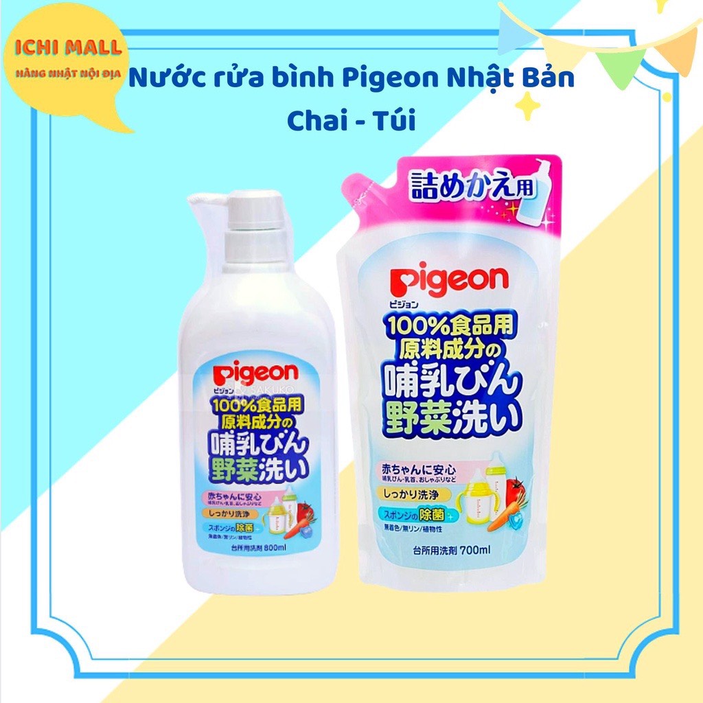 Nước rửa bình sữa Pigeon nội địa Nhật (chai 800ml - túi 750ml)
