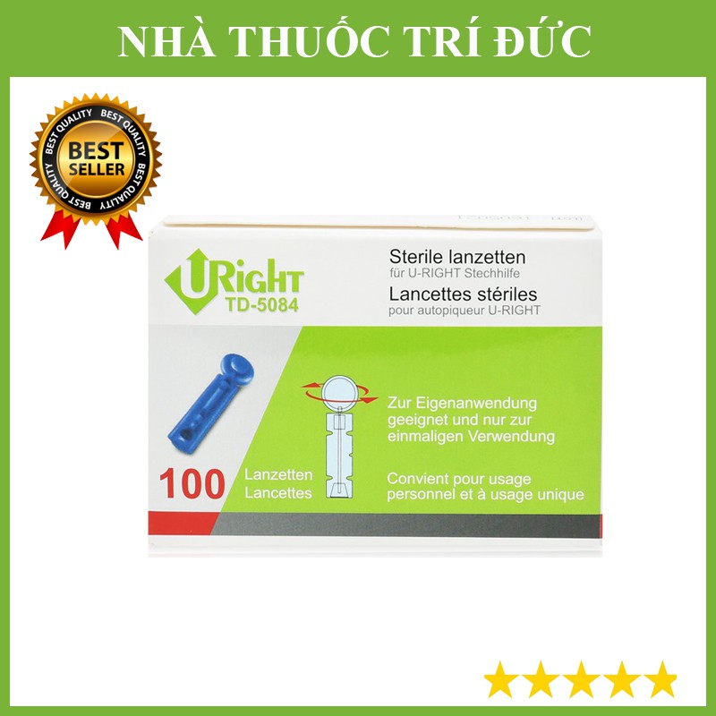 Kim chích máu Uright (Dùng cho máy đo tiểu đường), 100 kim/hộp