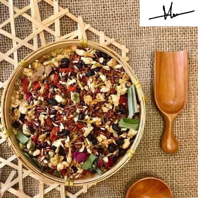 1kg trà thảo mộc gạo lứt đậu đen hoa nhài lá sen rang sẵn