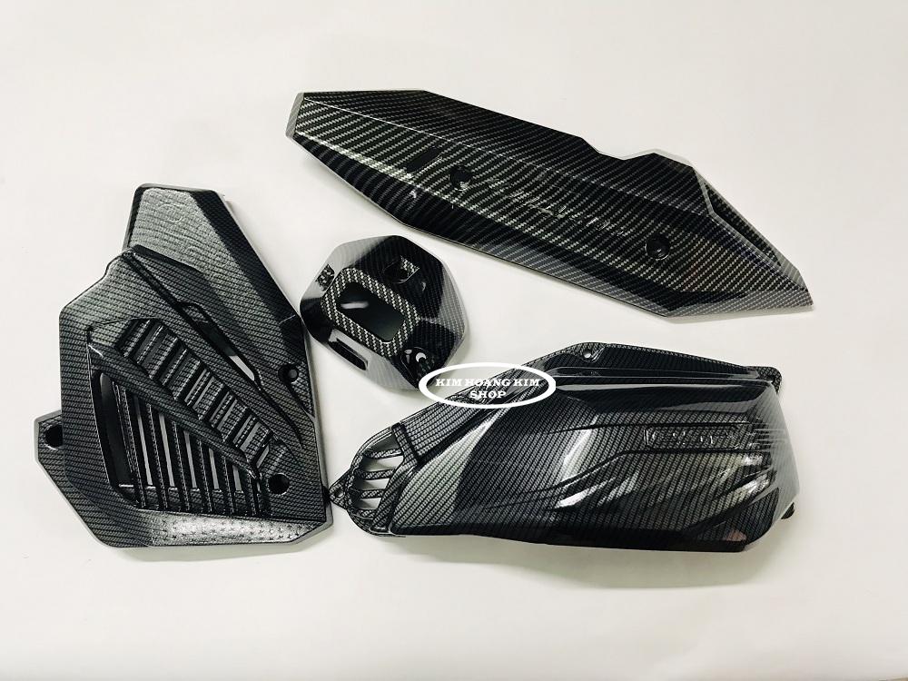 Combo 4 món carbon Cao Cấp ốp Pô,Pô e ,Két nước dành cho VARIO, CLICK 2018,2019