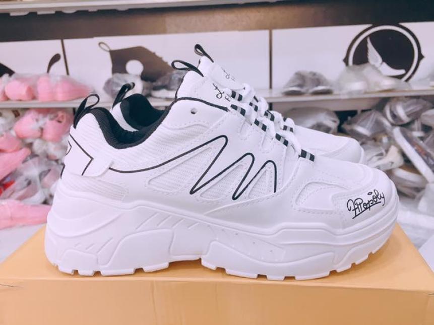 Giày nữ,giày thể thao nữ sneaker nữ độn đế Trắng phối viền đỏ-Freeshipp giá rẻ