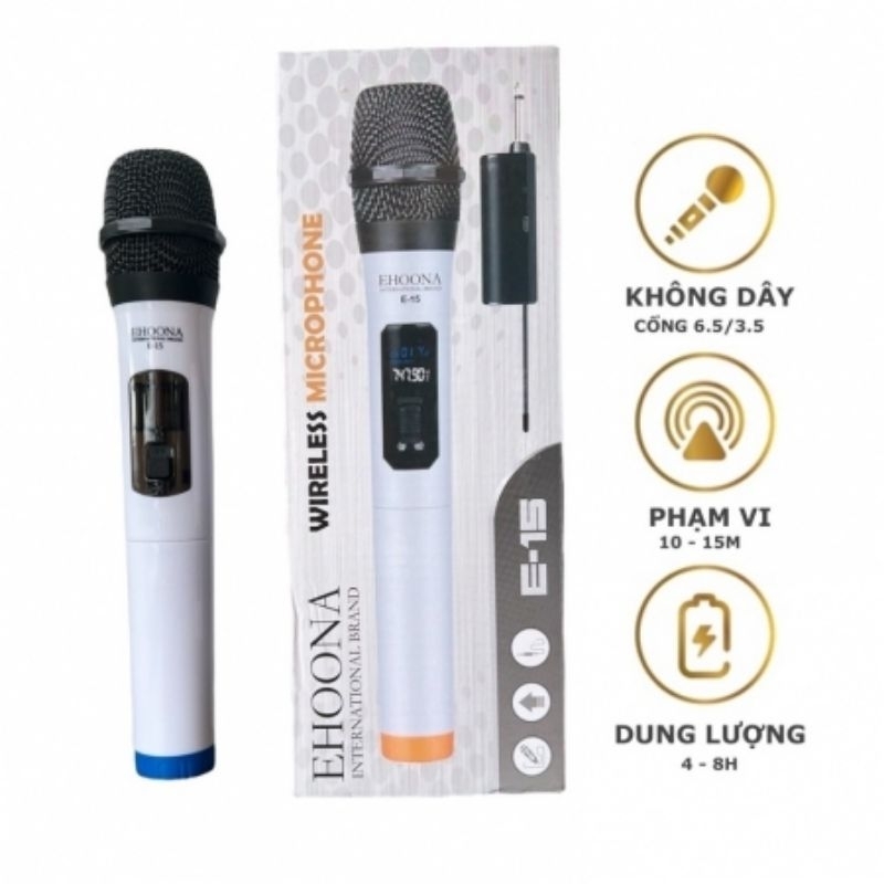 Micro Uhf Không Dây Ehoona E15 Âm Thanh Cực Hay