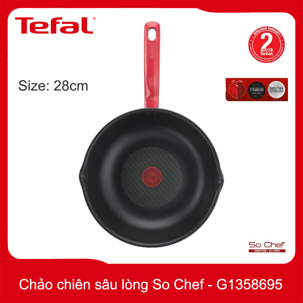 Chảo chiên chống dính sâu lòng Tefal So Chef xuất xứ Pháp, sản xuất tại Trung Quốc - dùng bếp từ, hàng chính hãng bảo hành 24 tháng