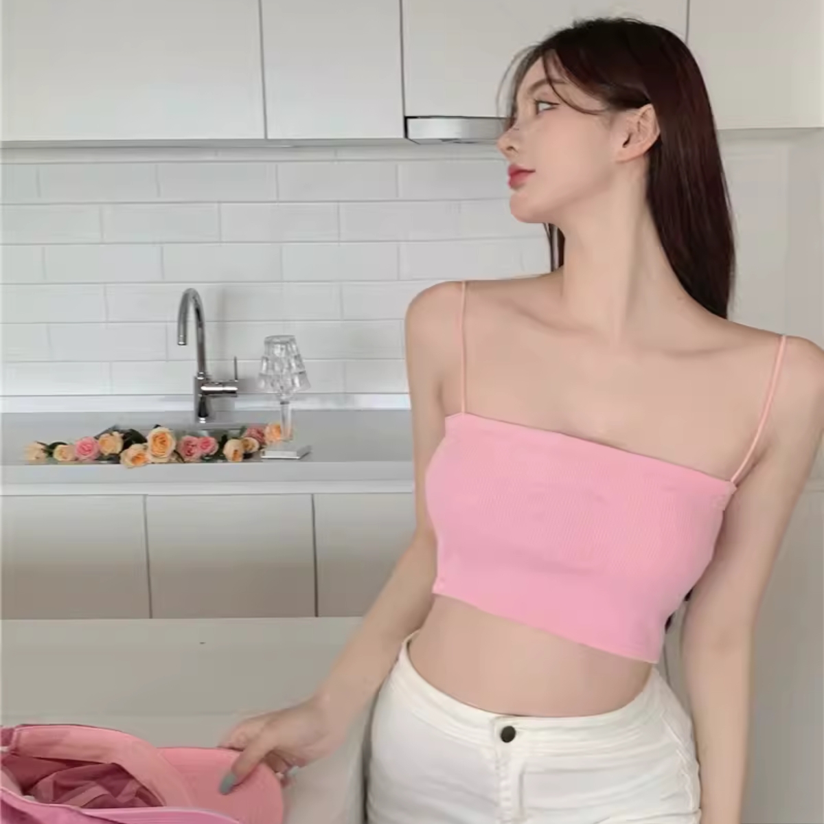 Áo croptop 2 dây sợi bún A5199