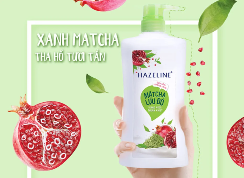 Sữa tắm dưỡng sáng Hazeline matcha lựu đỏ dưỡng ẩm sáng da