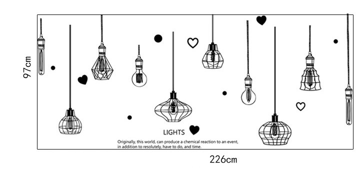 DECAL DÁN TƯỜNG CHÙM ĐÈN LIGHT TRẮNG ĐEN