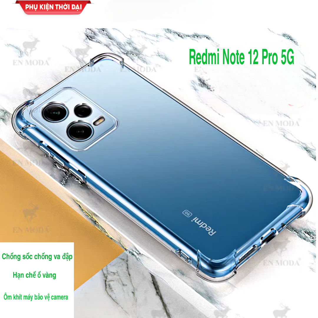 Ốp lưng Redmi Note 9s / Note 9 Pro / Note 10 Pro / Note 11 Pro / Note 12 Pro 5G trong suốt lồi 4 góc hạn chế ố vàng ôm khít máy