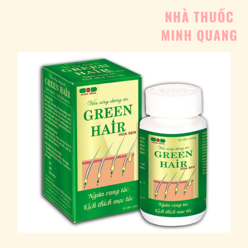 Viên Uống Dưỡng Tóc Green Hair - hỗ trợ bổ sung dưỡng chất cho tóc, phục hồi tóc hư tổn, cải thiện rụng tóc và hỗ trợ mọc tóc - chiết xuất từ thiên nhiên không tác dụng phụ - Lọ 60 viên