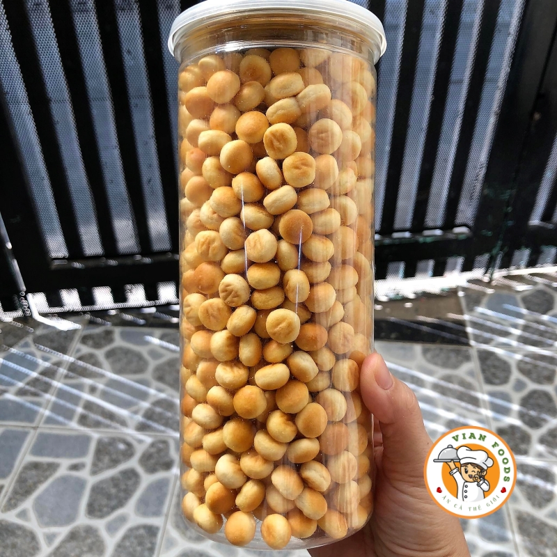Bánh Hạt Ngọc (Bánh Nút/ Bánh Quy Giòn) Lon 250gr- đồ ăn vặt