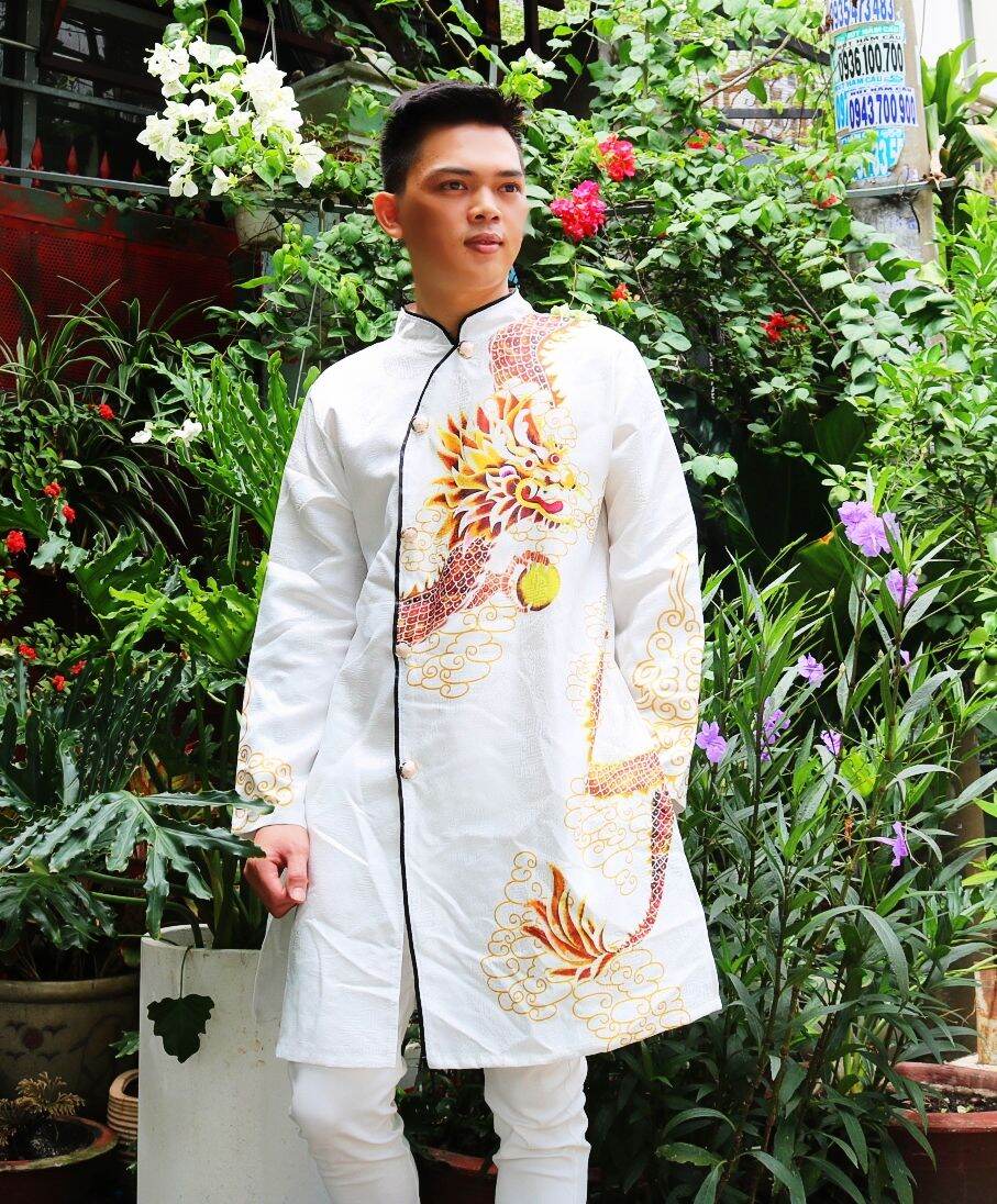 áo dài nam chất vải gấm thương hải