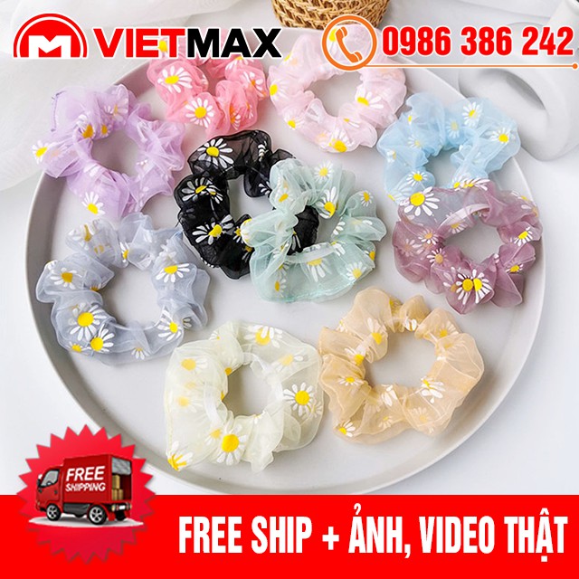 🎁 Dây Buộc Tóc (Cột Tóc) Scunchies Vải Hoa Cúc Thời Trang Hàn Quốc