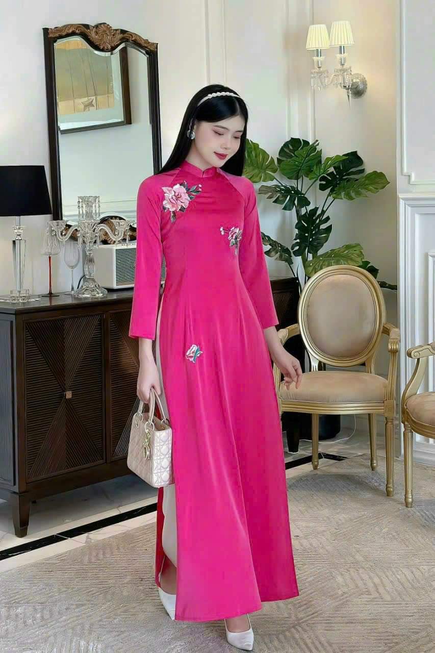áo dài thêu cao cấp lụa tây thi