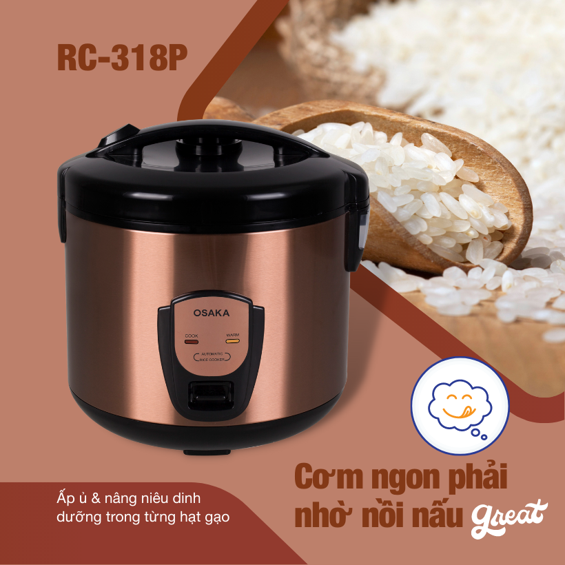 Nồi cơm điện OSAKA RC318P 1.8L (Nâu Đồng)