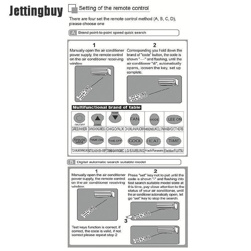 Điều Khiển Từ Xa Jettingbuy, Màn Hình LCD Kỹ Thuật Số AC Không Dây, Dùng Cho Điều Hòa Không Khí, K-1028E