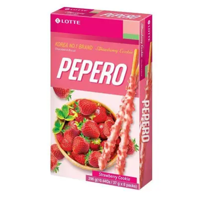 Bánh que Lotte Pepero Strawberry Cookie hộp 32gr