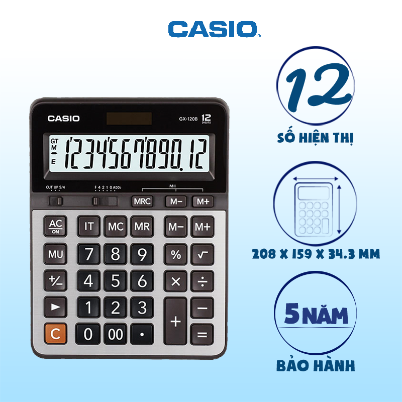 Máy Tính Casio GX-120B hàng chính hãng, hiển thị 12 số, nhiều chức năng