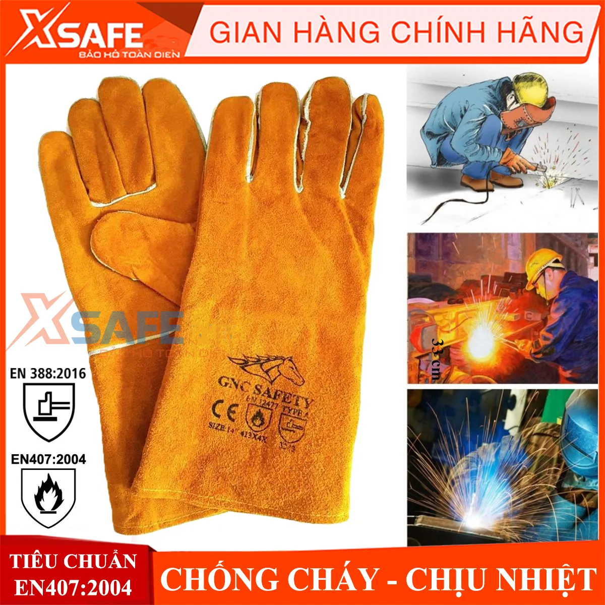 Leather welding gloves GNC perspiration wicking anti-fire heat resistant anti cut durable gloves welding cutting-mechanical. [Genuine] [xsafe]