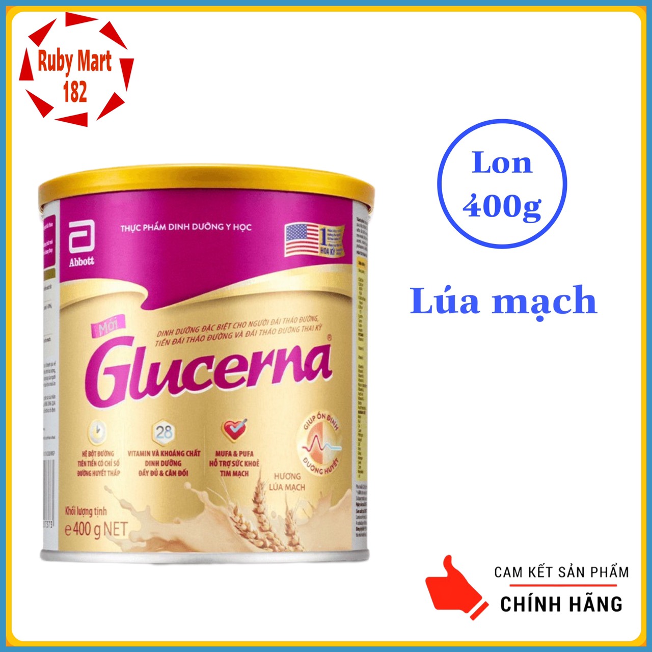[Date 5.2025] Sữa Bột Glucerna Vani / Lúa Mạch lon 400g - Dành Cho Người Tiểu Đường