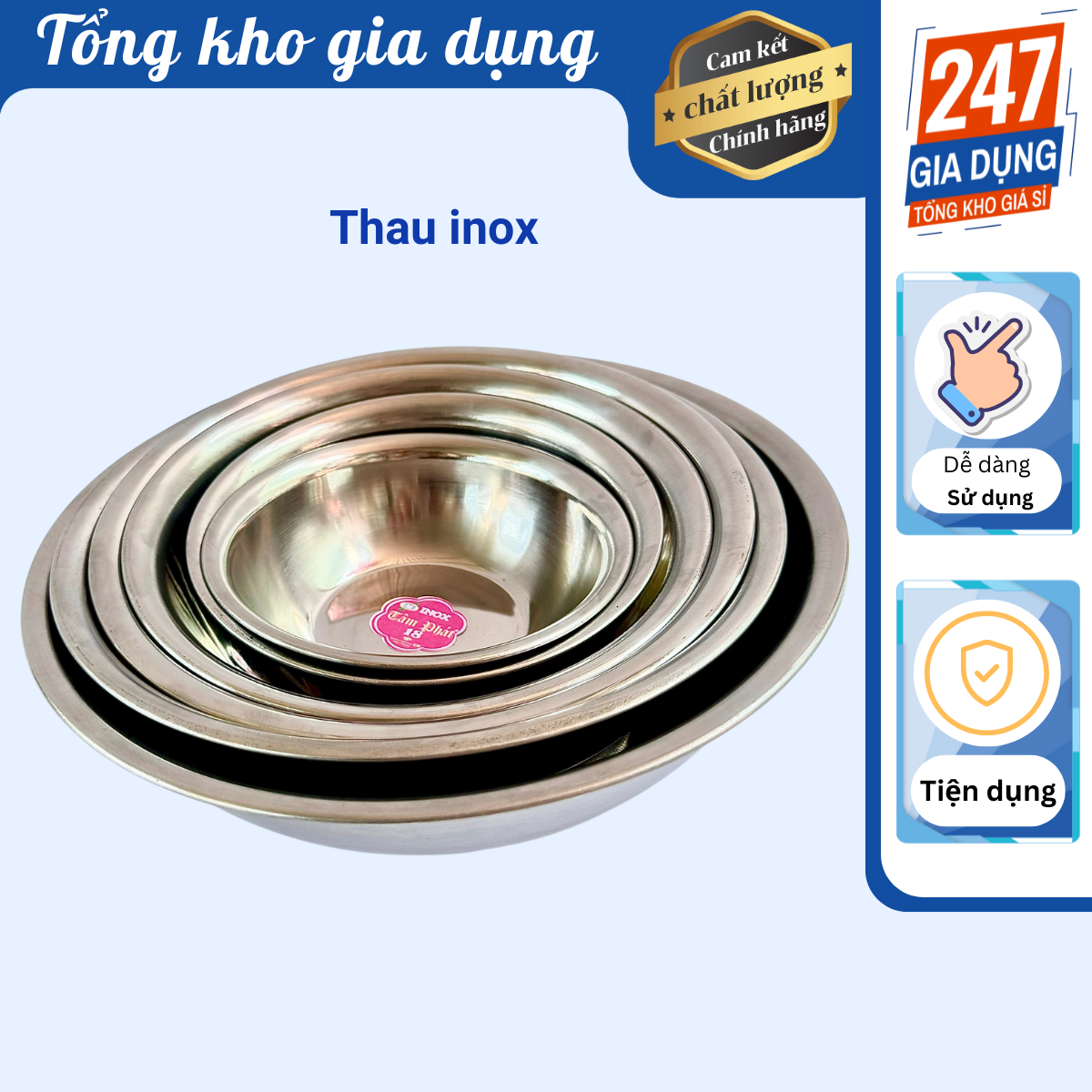 Thau inox sâu, dày đẹp