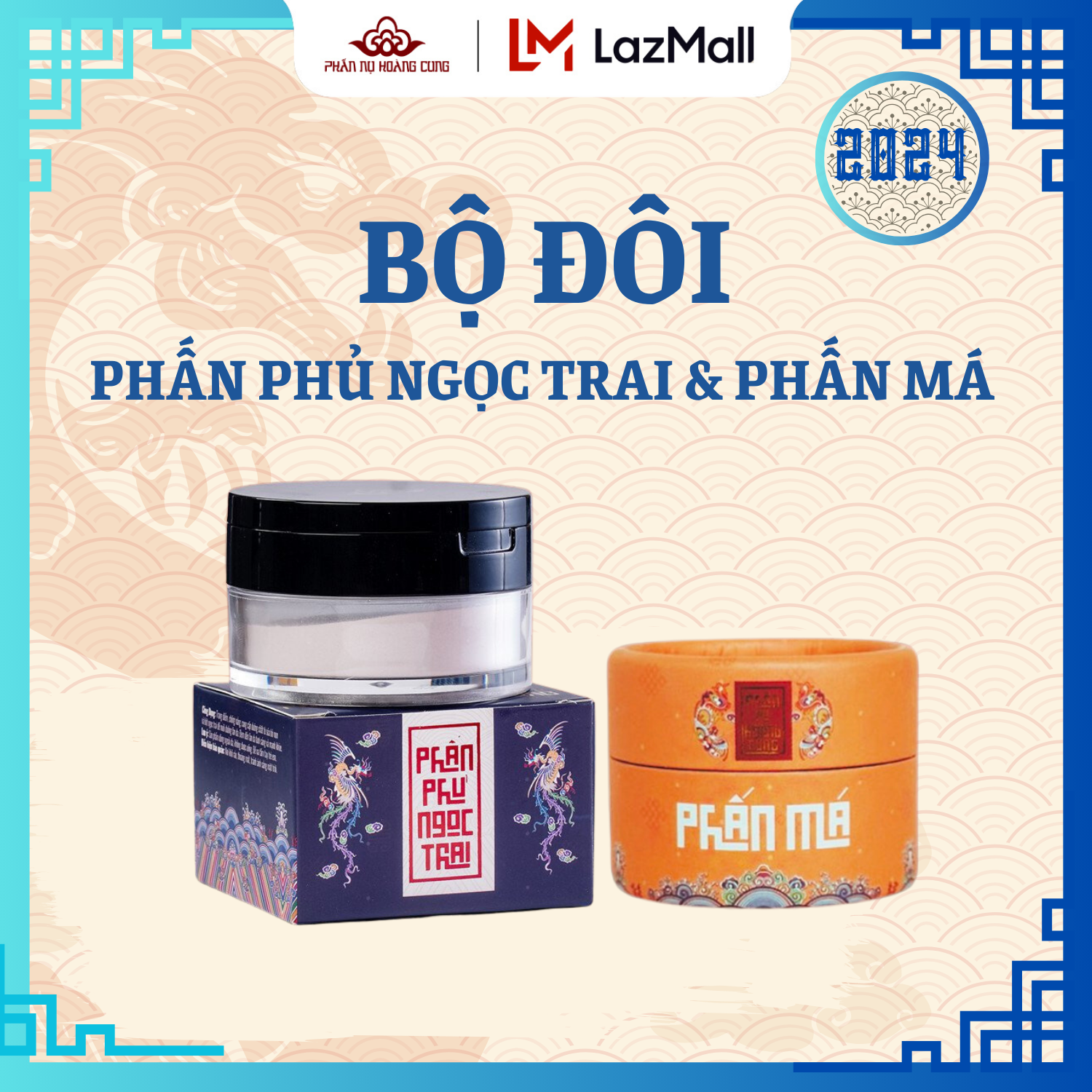 Bộ Đôi Phấn Phủ Ngọc Trai - Phấn Má Phấn Nụ Hoàng Cung