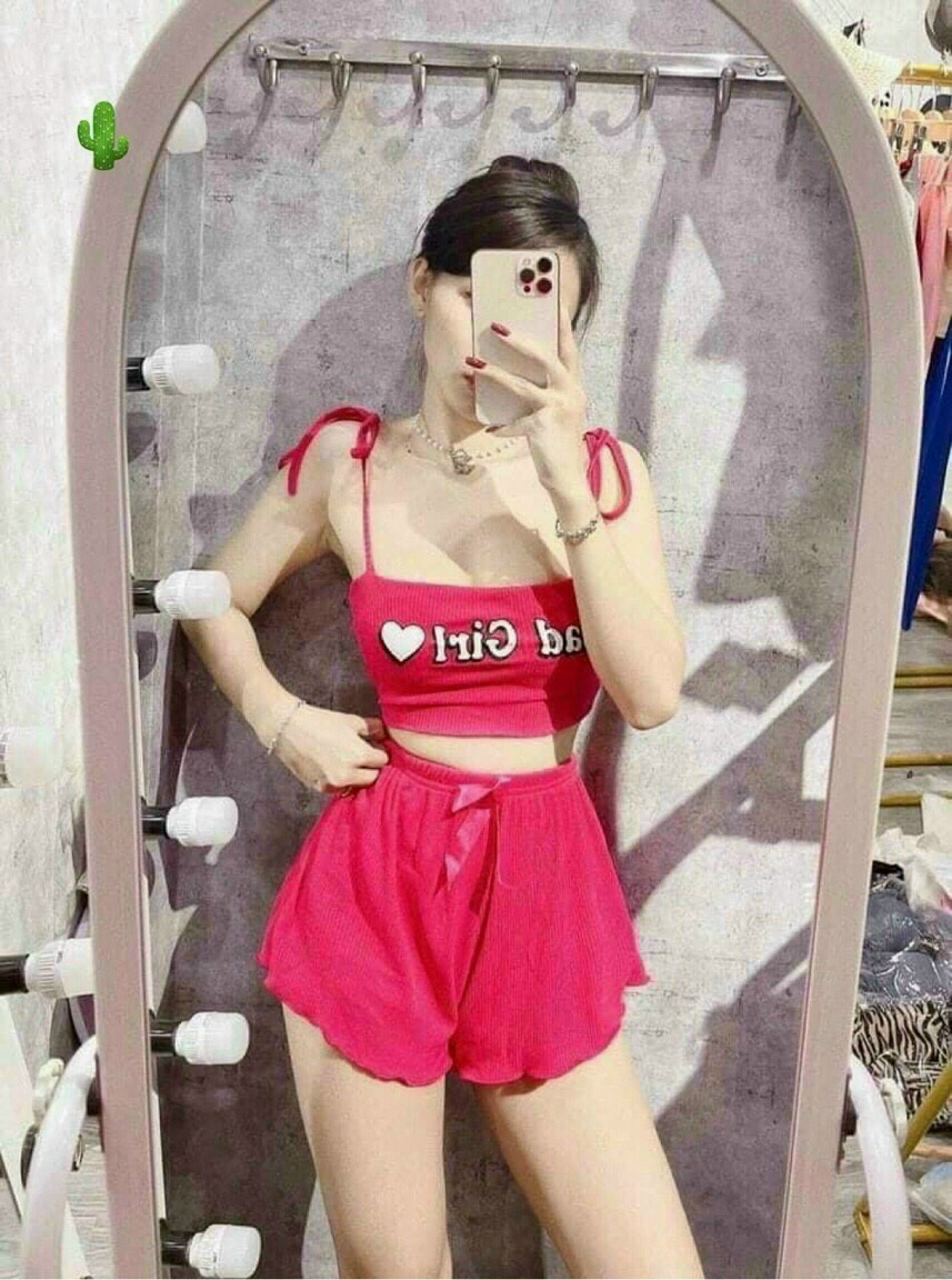 Sét bộ áo dây girl + quần kiểu (áo có mút ngực )