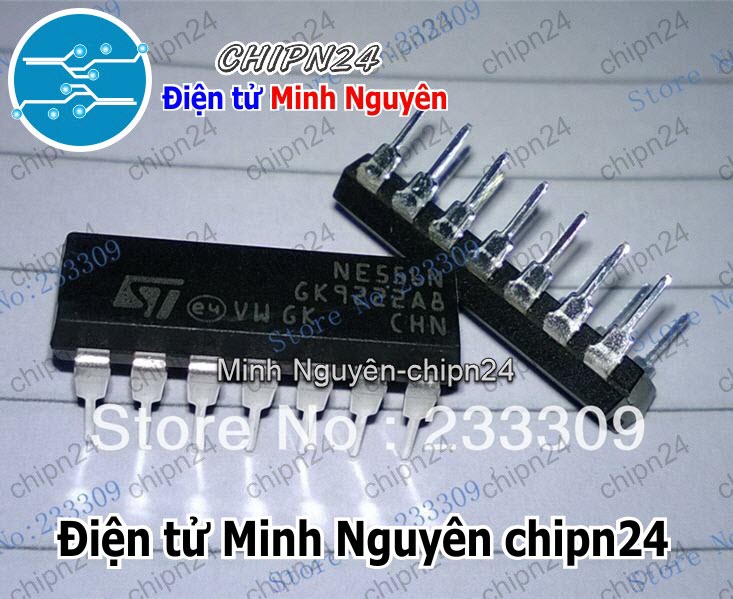 [3 con] (DIP) IC NE556 DIP-14 (NE556N) (IC tạo xung vuông 2 Cổng Output) - HH001402